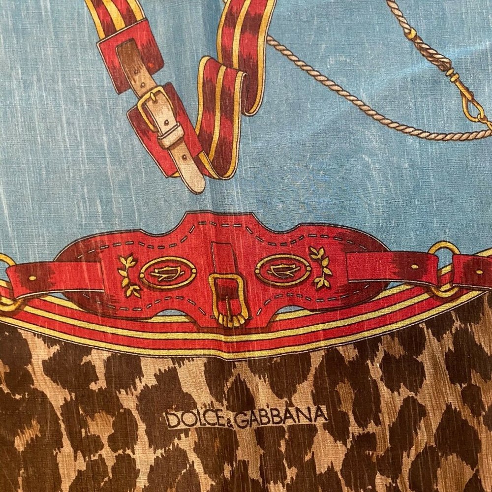DOLCE & GABBANA DG Leopard Print Equestrian Scarf - Picture 2 of 10